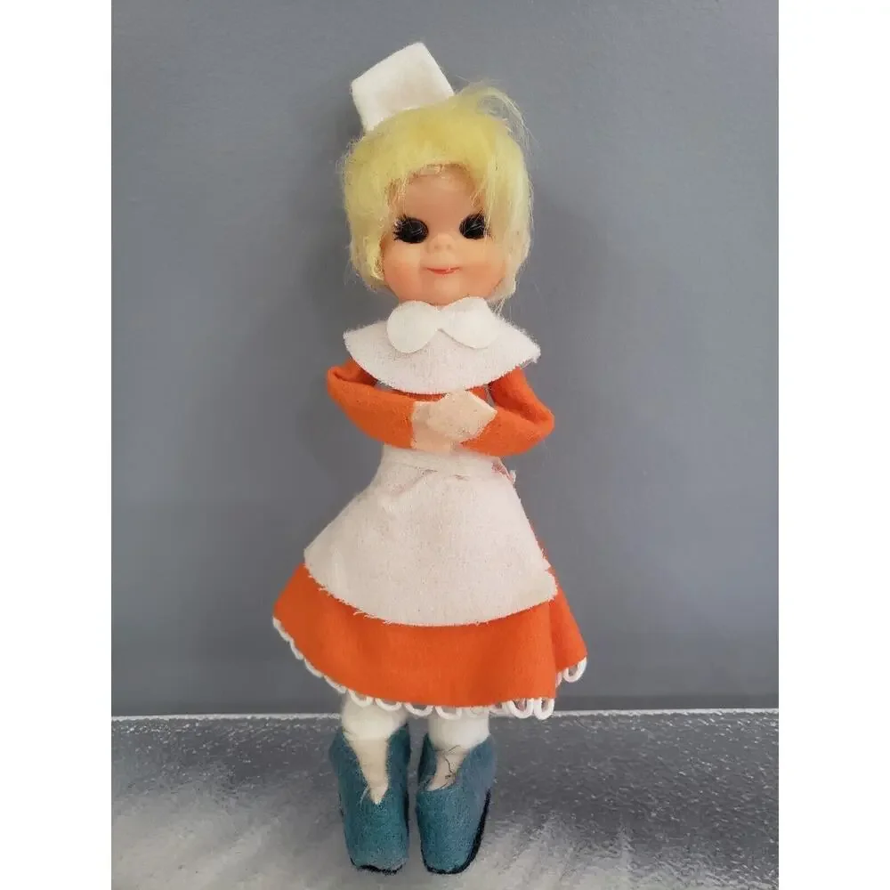 Vintage Pilgrim Ornament Japan Avalon Inc Doll 6” Kitschy Christmas Thanksgiving